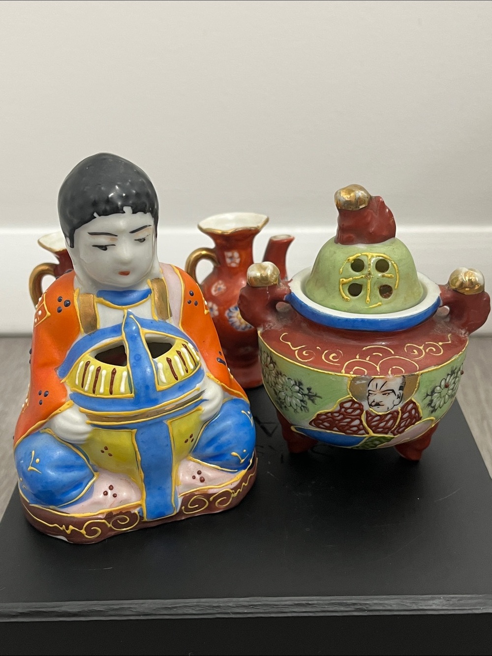 Vintage Japan incense burners Satsuma moriage lot